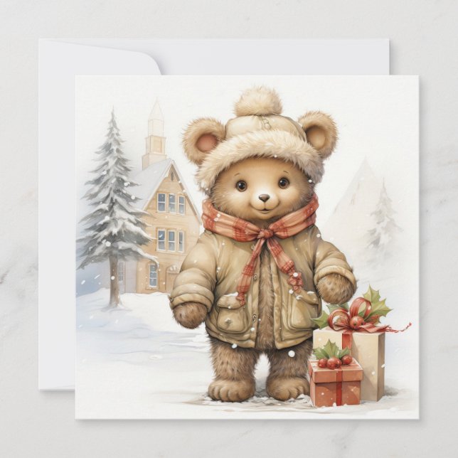 Carte de voeux de Noël Teddy Bear (Devant)