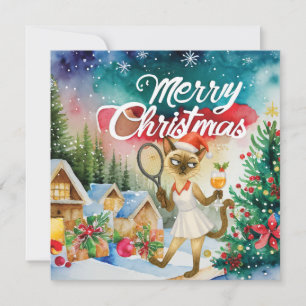 Carte de vœux de Noël Tennis pour les amoureux des