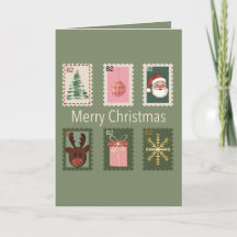 Carte de vœux de Noël timbre-poste de Noël