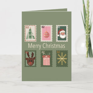 Carte de vœux de Noël timbre-poste de Noël