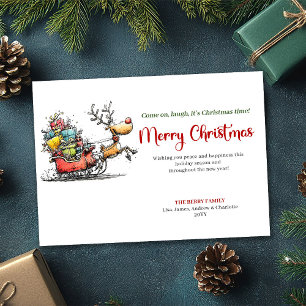 Carte de vœux de Noël trendy et originale avec ren