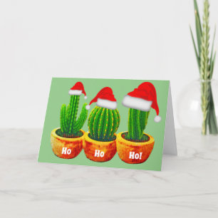 Carte de vœux de Noël Trois Cactus Ho Ho Ho
