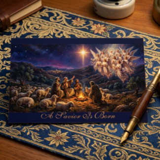 Carte de vœux de Noël Un Sauveur est né