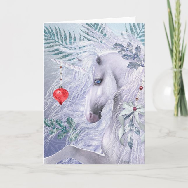 Carte de voeux de Noël Unicorn (vierge à l'intérie (Devant)