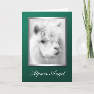 Carte de vœux de Noël verte Alpaca Angel