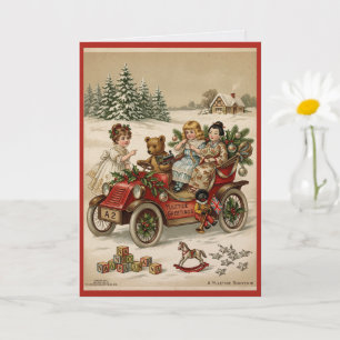 Carte de vœux de Noël victorienne avec des enfants