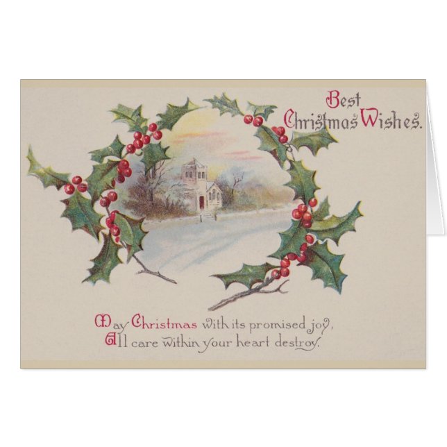 Carte de voeux de Noël Vintage (Devant horizontal)