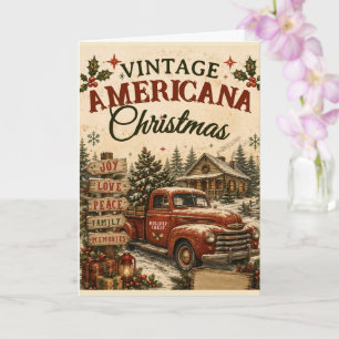 Carte de vœux de Noël vintage Americana camion rou