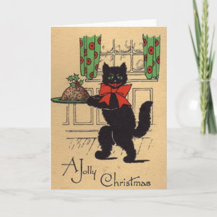 Carte de voeux de Noël vintage Black Cat