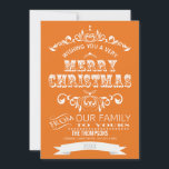 Carte de voeux de Noël vintage Chalkboard - orange<br><div class="desc">Envoyer vos vacances souhaitées avec cette douce vintage tableau noir art Noël Gîtes de Noël Carte plate. Beaucoup de couleurs.  Facilement customisé. orange rustique ::ENVELOPES INCLUS :</div>