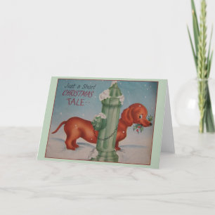 Carte de voeux de Noël vintage Dachshund