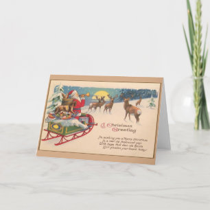 Carte de voeux de Noël vintage du Père Noël