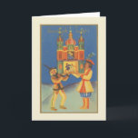 Carte de voeux de Noël vintage en Pologne<br><div class="desc">Carte de voeux Retro / Polonais Vintage pour Noël. Deux garçons polonais tenant une maquette d'une cathédrale. Wesołych Świąt ! Joyeux Noël!</div>