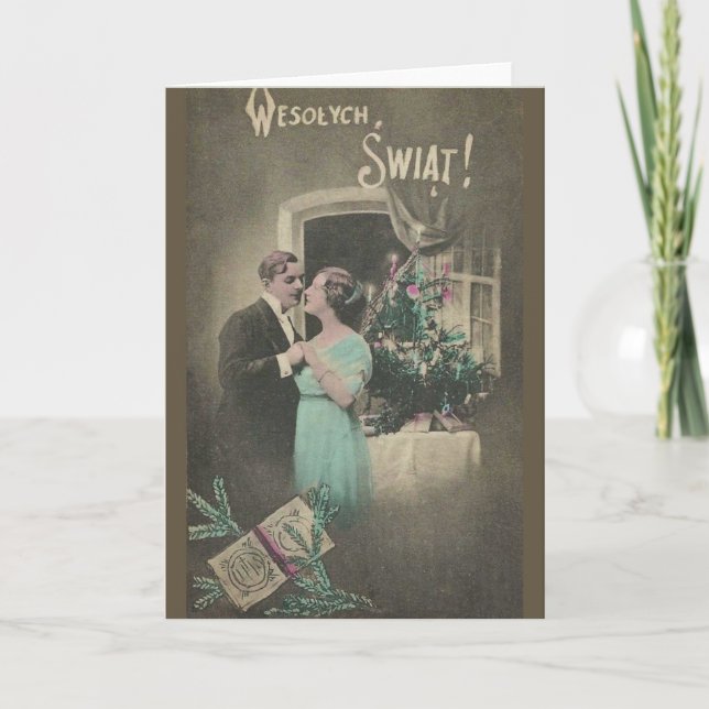 Carte de voeux de Noël vintage en Pologne (Devant)