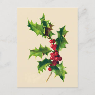 Carte de voeux de Noël vintage Holly