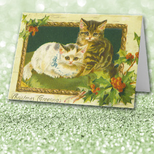 Carte de voeux de Noël vintage Kitten