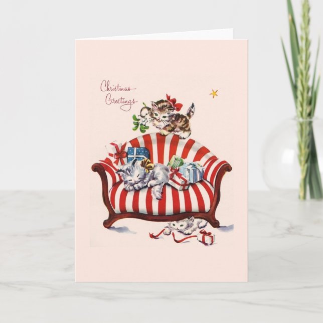 Carte de voeux de Noël vintage Kittens (Devant)