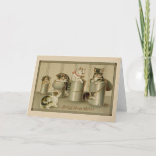 Carte de voeux de Noël vintage Kittens