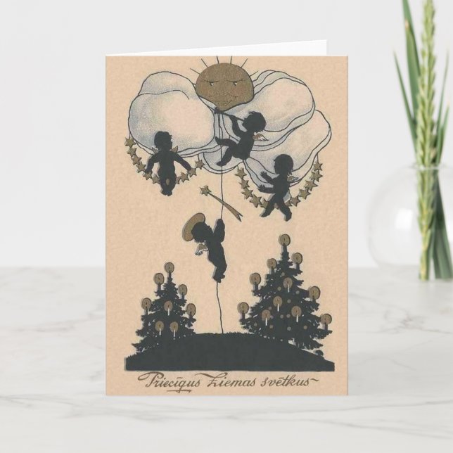 Carte de voeux de Noël vintage lettonne (Devant)