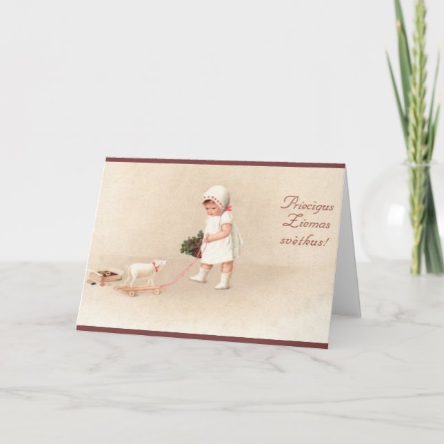 Carte de voeux de Noël vintage lettonne (Devant)