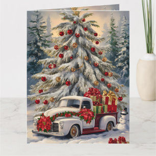 Carte de vœux de Noël vintage – Majestueuse neige