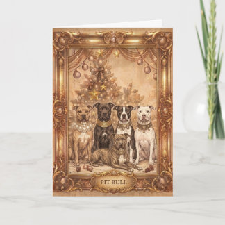 Carte de vœux de Noël vintage Pit Bull - Élégant
