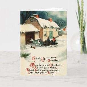 Carte de voeux de Noël vintage Sleigh Ride