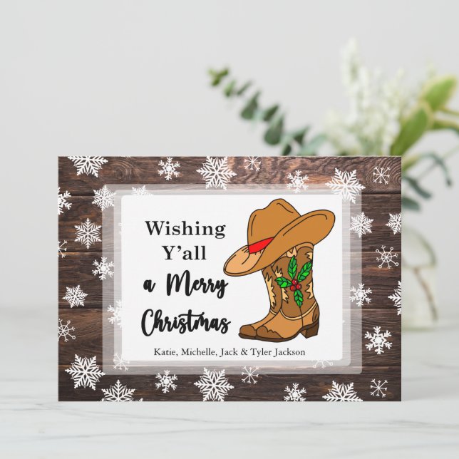 Carte de vœux de Noël vous souhaitant un Joyeux No (Debout devant)