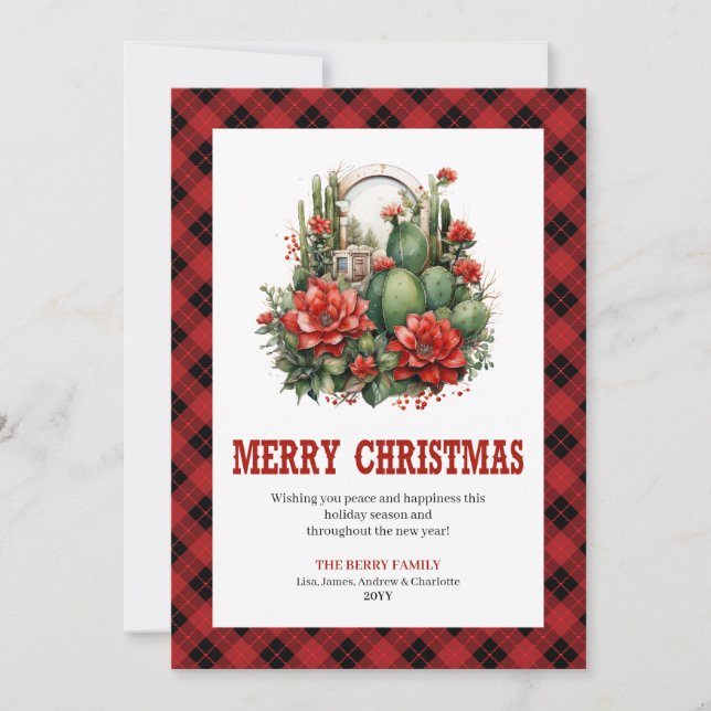 Carte de vœux de Noël Western Plaid Buffalo (Devant)