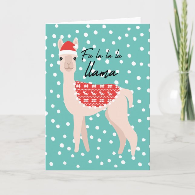 Carte de voeux de Noël Xmas Llama mignonne (Devant)