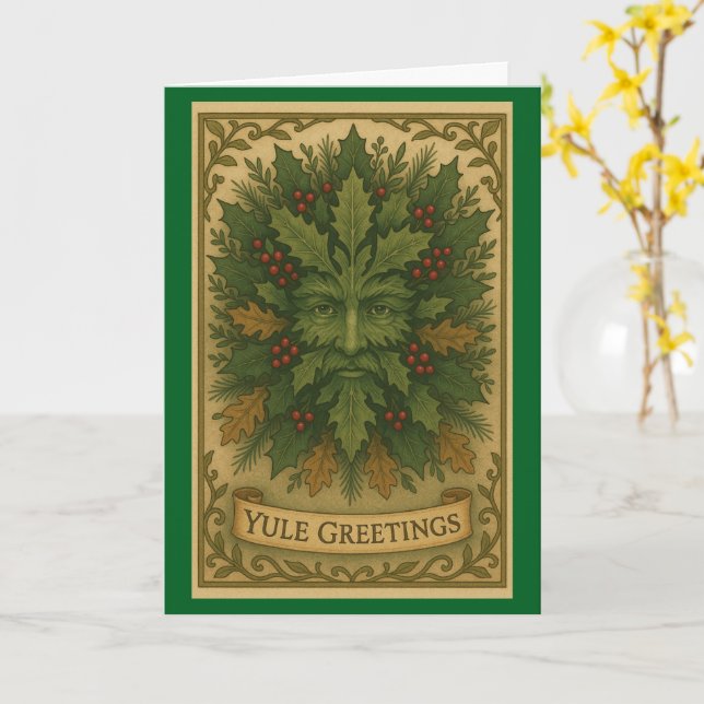 Carte de vœux de Noël Yule Greetings (Fleur jaune)