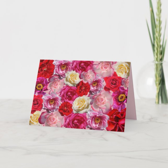 carte de voeux de nombreux roses (Devant)