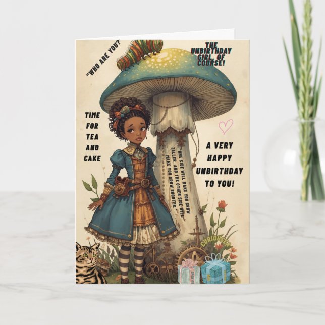 Carte de vœux de non-anniversaire d'Alice et de la (Devant)