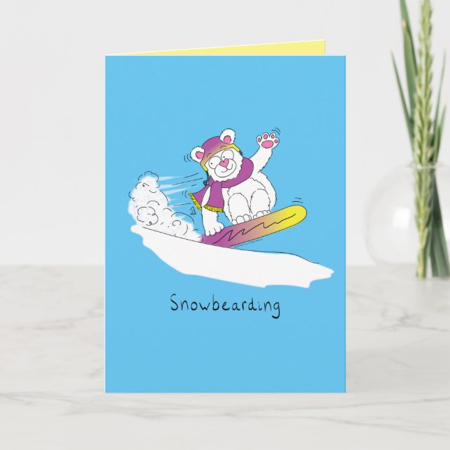 Carte de vœux de nounours en snowboard (Devant)