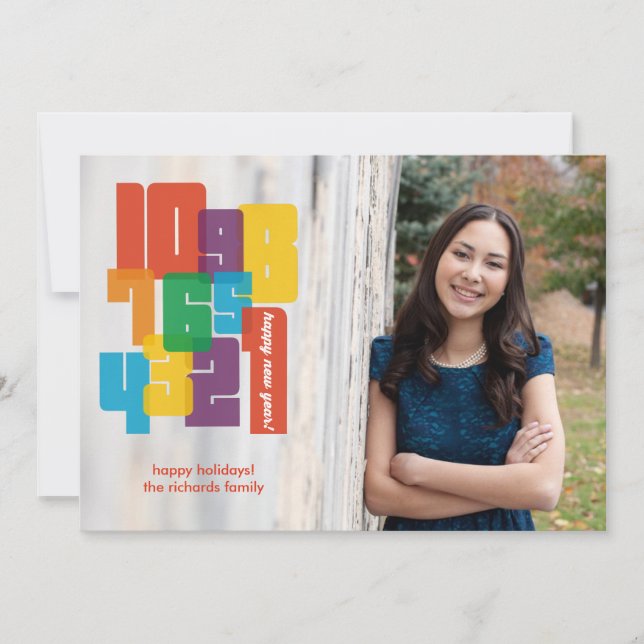 Carte de vœux de nouvel an colorée (Devant)