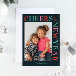 Carte de vœux de Nouvel An couleur éditable avec c