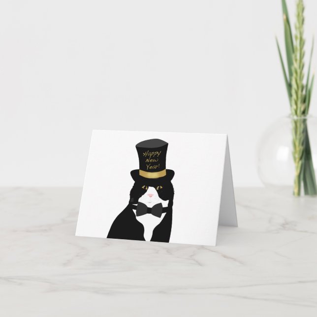 Carte de vœux de Nouvel An pour chat (Devant)