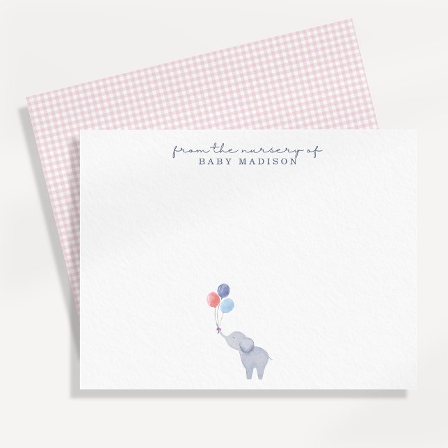 Carte de vœux de nurserie éléphant avec ballons ro (Créateur téléchargé)