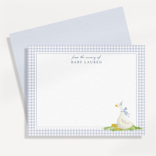 Carte de vœux de nurserie en vichy bleu pour une o
