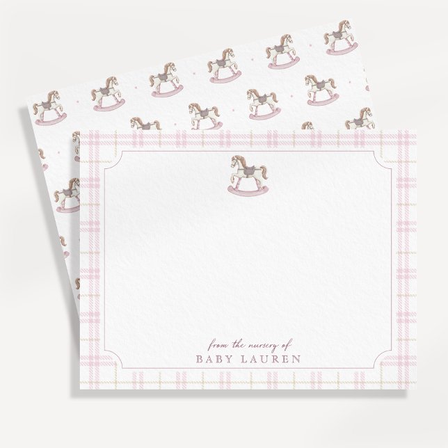 Carte de vœux de nursery Cheval à bascule Rose Pré (Créateur téléchargé)