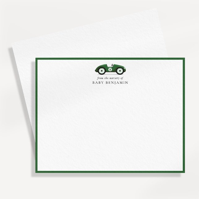 Carte de vœux de nursery voiture rétro verte (Créateur téléchargé)
