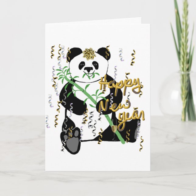Carte de voeux de panda de nouvelle année (Devant)