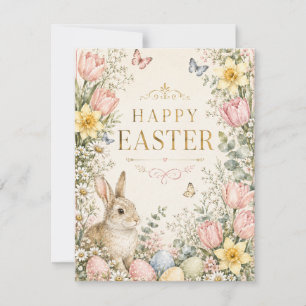 Carte de vœux de Pâques au lapin aquarelle, Pastel