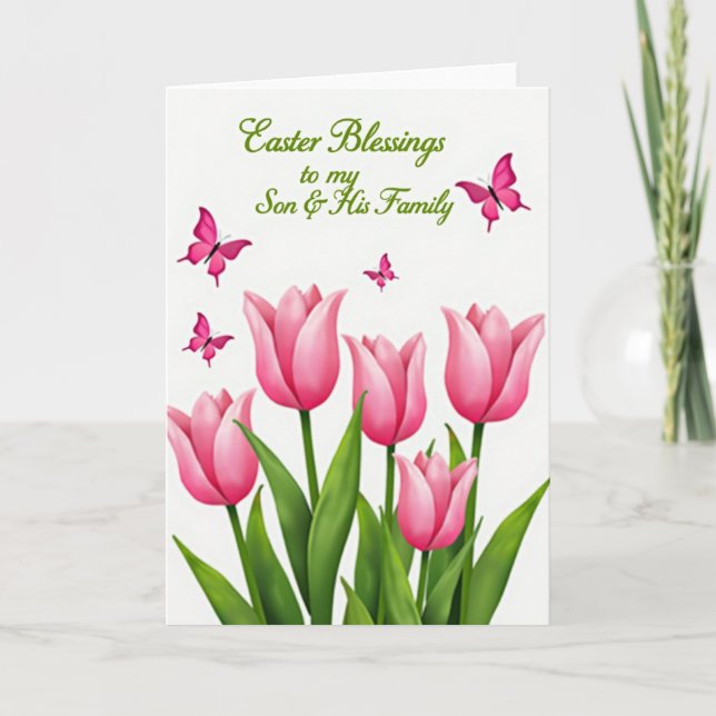 Carte de vœux de Pâques aux fleurs de fuchsia (Devant)