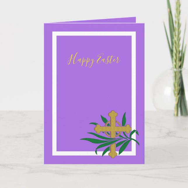 Carte de vœux de Pâques avec croix et verdure (Devant)