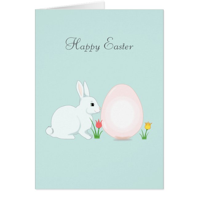Carte de vœux de Pâques avec lapin et œuf (Devant)