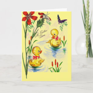 Carte de vœux de Pâques avec poussins de Pâques