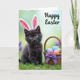 Carte de vœux de Pâques avec un adorable chaton