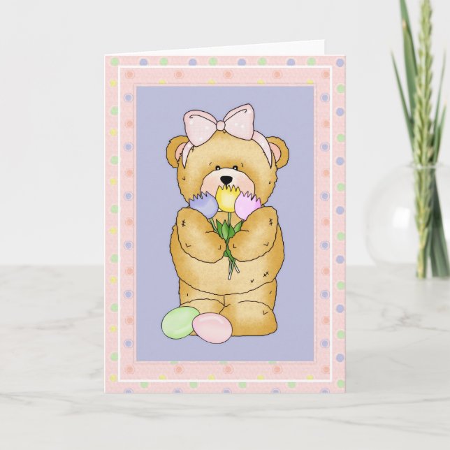 Carte de voeux de Pâques Chubby Cubby Teddy Bear d (Devant)