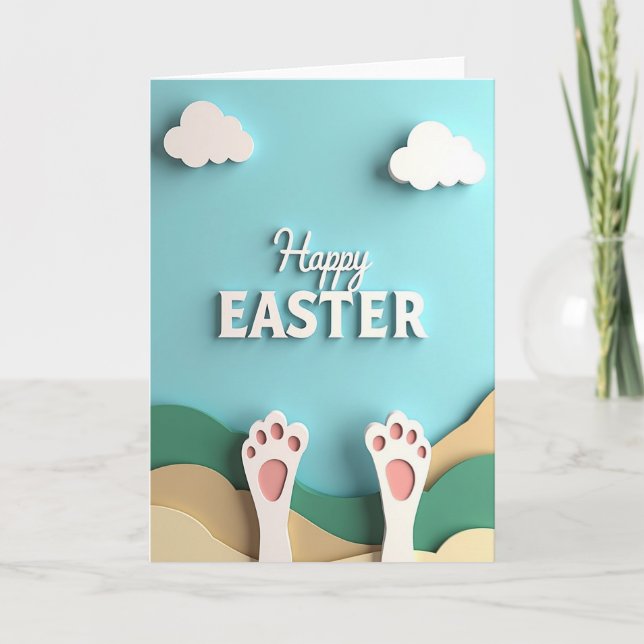 Carte de vœux de Pâques Happy Easter Paws (Devant)